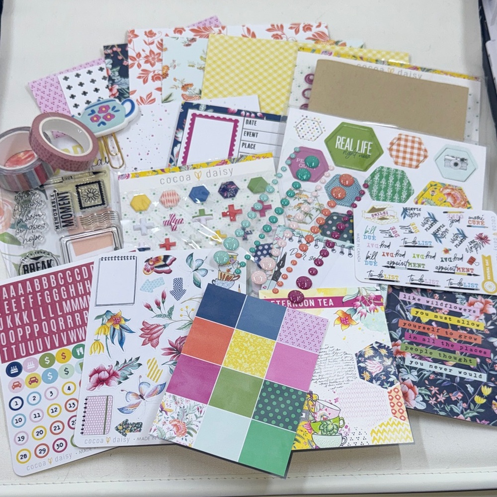 Cocoa Daisy Summer Afternoon Tea Stationary Planner Memory Keeping Kit *Used